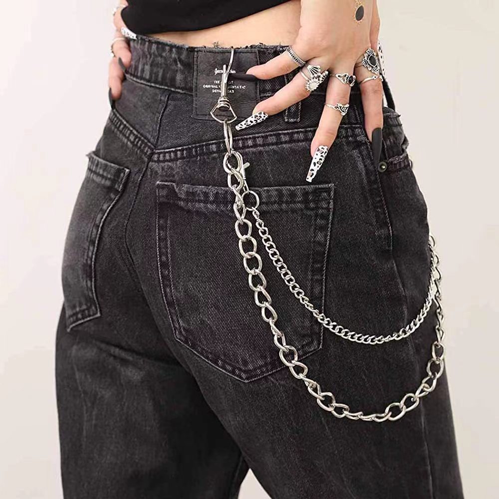 European and American cross-border punk retro metal pants chain adjustable multi-layer waist chain fashion men's and women's pants chain wholesale
