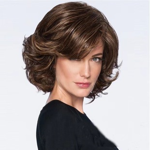 European and American foreign trade wigs African women's brown short hair short curly fluffy hair wigs chemical fiber hair factory spot