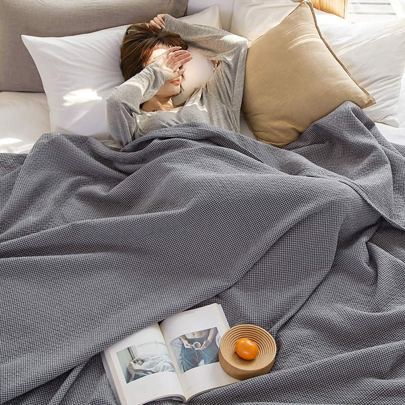 Four-layer Plaid Blanket Cotton Gauze Towel Quilt Single and Double Summer Quilt Cotton Air-conditioning Blanket Sheet