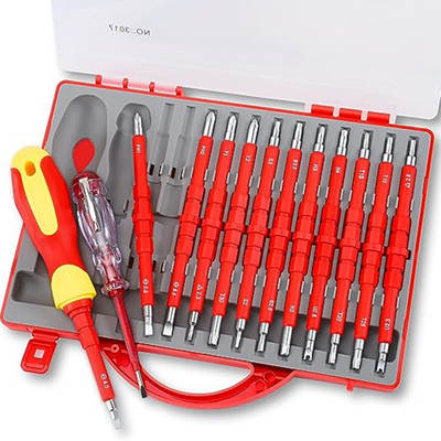 VDE insulated electrician screwdriver suit household repair tools cross screwdriver 14-in-one multifunctional combination