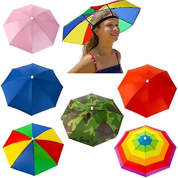 Fishing fish hat umbrella large Children adult hat head wearing umbrella cap men's and women's outdoor folding sun umbrella hat umbrella