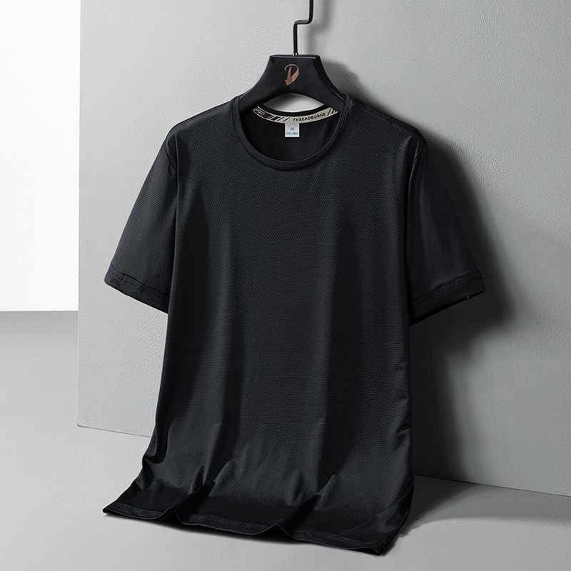 New Ice Silk quick-drying short-sleeved T-shirt men's summer Tide brand trend sports leisure round T-shirt a generation of hair