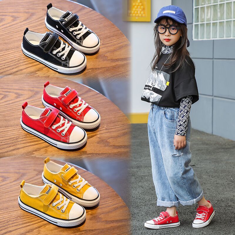 Children's Canvas Shoes Boys and Girls 2023 New White Shoes Children's Velcro Student Baby Board Shoes Trendy