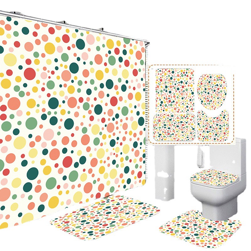 Yubo Textile Shower Curtain Bathroom Curtain Partition Curtain Punch-free Set Bathroom Curtain Anti-mildew Waterproof Shower Curtain