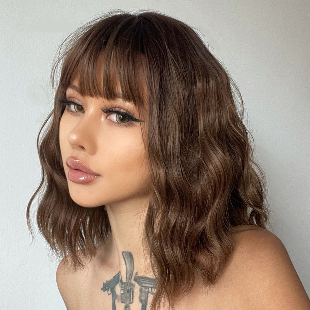 Amazon European and American Style Short Shoulder Curly Hair Wig Women's Artificial Wool Curly Hair Full Hair in stock