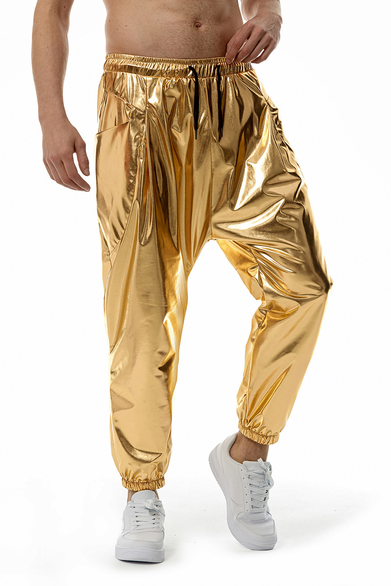 Amazon Men's Metallic Shiny Jogging Sweatpants Disco Party Stretch Trousers K55