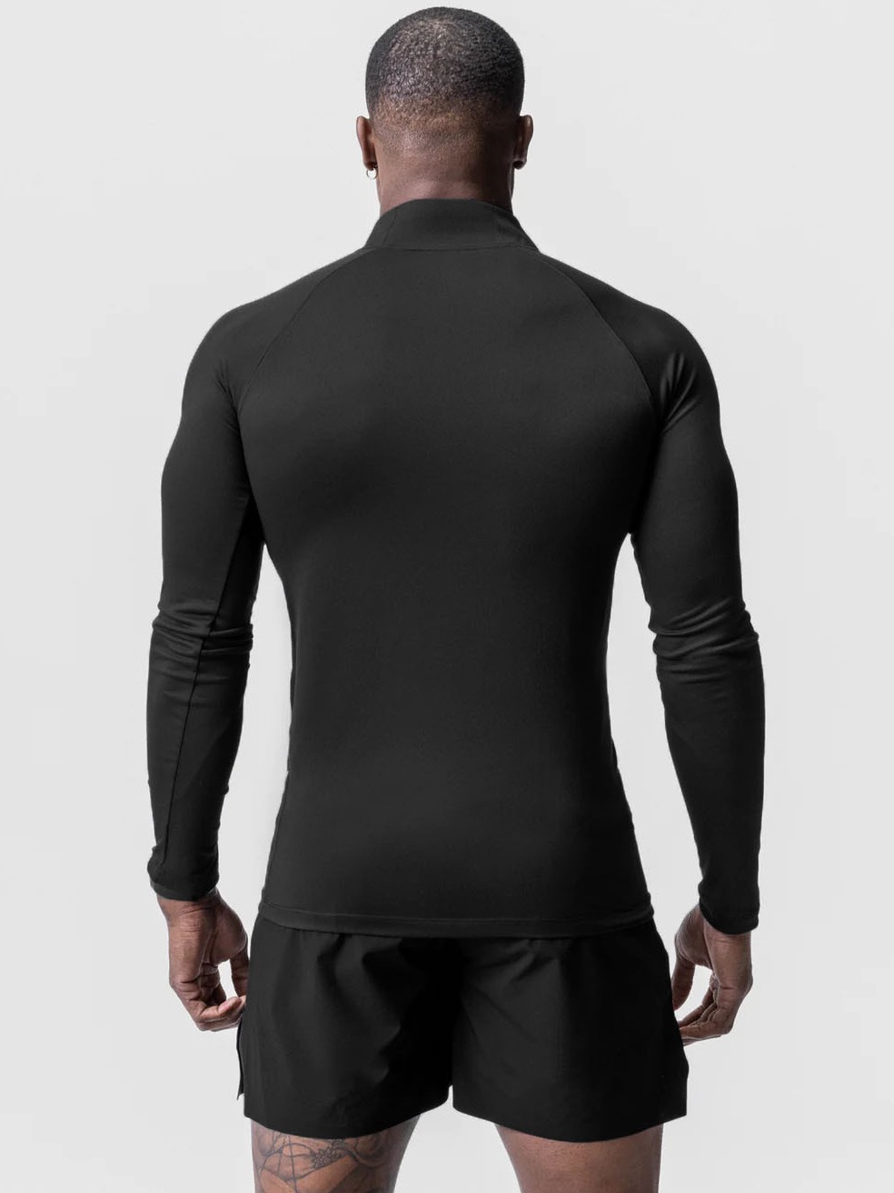 New pure color sports workout clothes men's De velvet small turtleneck half zipper training long sleeve T-shirt running shirt fashion