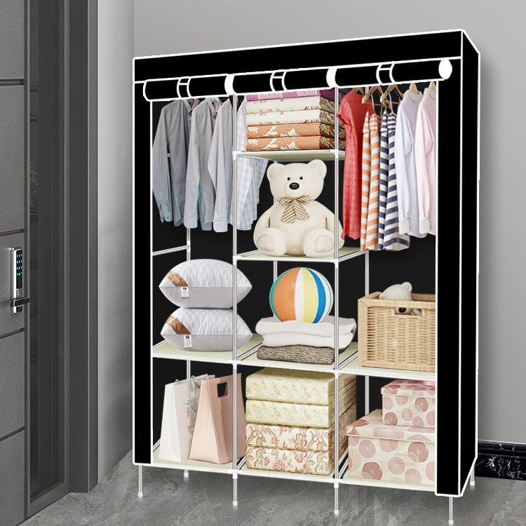 Metal Combination Simple Wardrobe Steel Pipe Assembly Wardrobe for Rental Room Household Bedroom Hanger Clothes Storage Cabinet