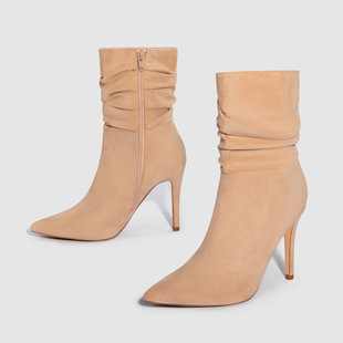 Ladies booties High Heels Autumn and Winter Women's Boots Foreign Trade European and American Brown Suede Pointed in stock