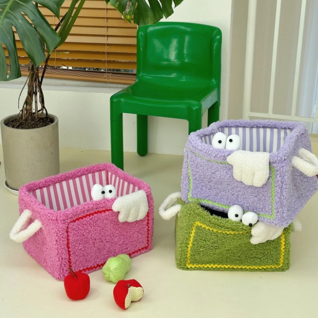 South Korea ins style toy basket cute storage basket sundries snack toy organizing basket cartoon foldable laundry basket