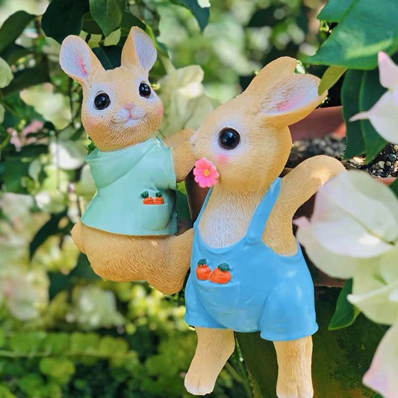 Courtyard Garden Decorative Cute Rabbit Flower Pot Pendant Cat Flower Pot Ornaments Home Decorations Resin Crafts