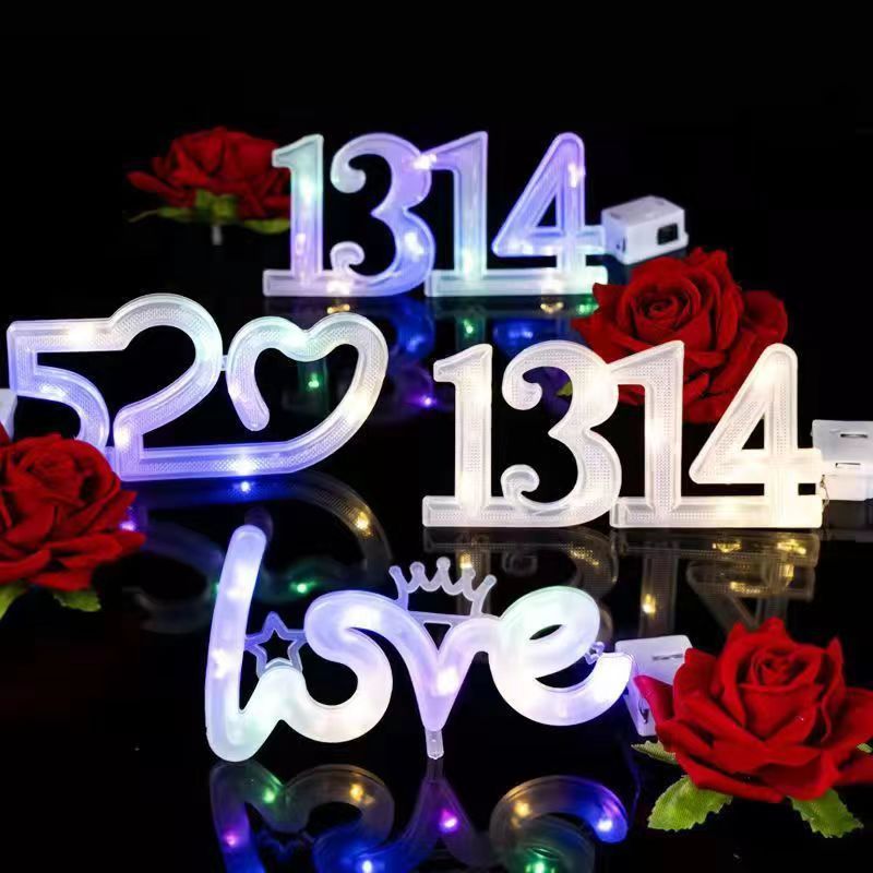Valentine's Day LED Decorative Light Birthday Cake Gift Box Flowers Flower bouquet Floral packaging LOVE luminous letter string of lights