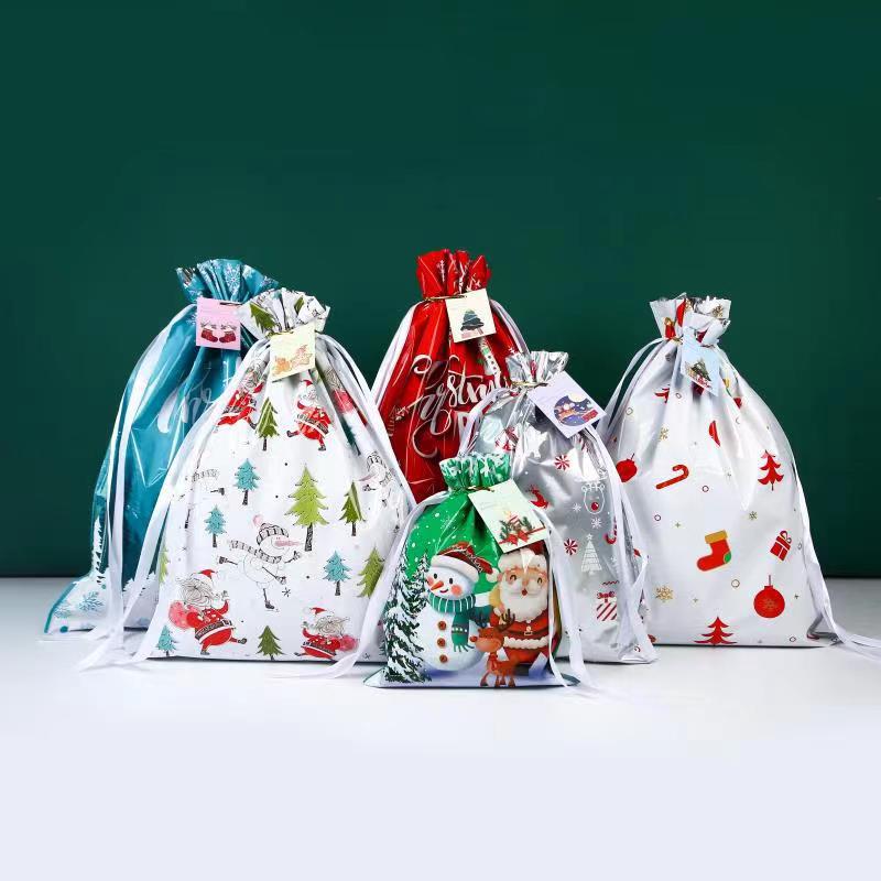 2025 New Santa Drawstring Drawstring Pocket Candy Bag Christmas Gift Bag Christmas Gift Decorations