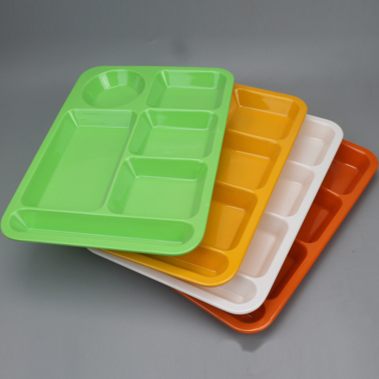 Fast Food Plate School Split Dinner Plate melamine Color Split Dinner Plate Plastic Staff Set School Canteen Dinner Plate