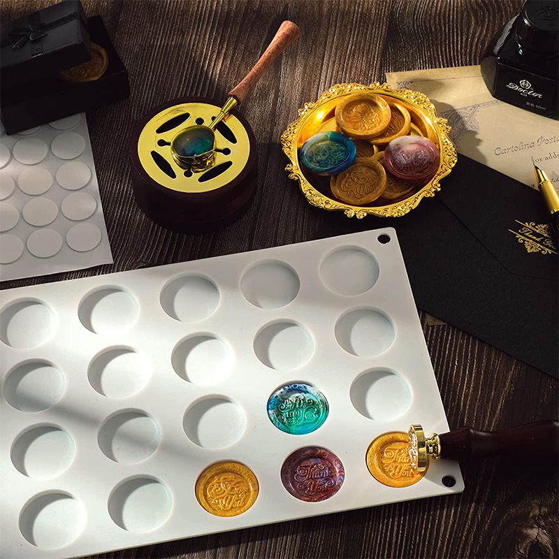 24 round fire paint seal wax seal silicone mold 30 cylindrical cake chocolate glue drop mold sticker set