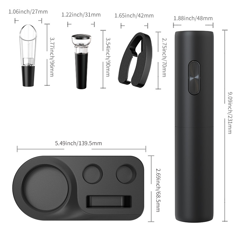 Red wine electric bottle opener set rechargeable dry battery multi-functional storage wine pour wine open wine set solution
