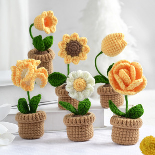 Hand-woven bouquet handmade diy woven mixed bouquet creative hand-woven wool flower birthday gift for girlfriend and friends