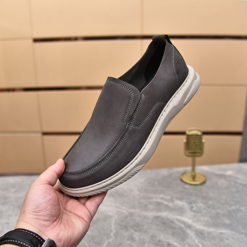 Men's Shoes Spring and Autumn New Single Layer Genuine Leather Business Casual Shoes Top Layer Cowhide Foot Flat Breathable Comfortable Working Leather Shoes