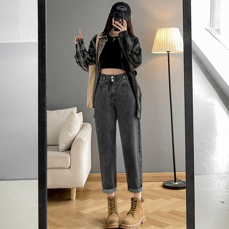 High Waist Harlan Jeans Women's Spring 2023 New Loose Slimming Cropped Pear-Shaped Figure Turnip Pants