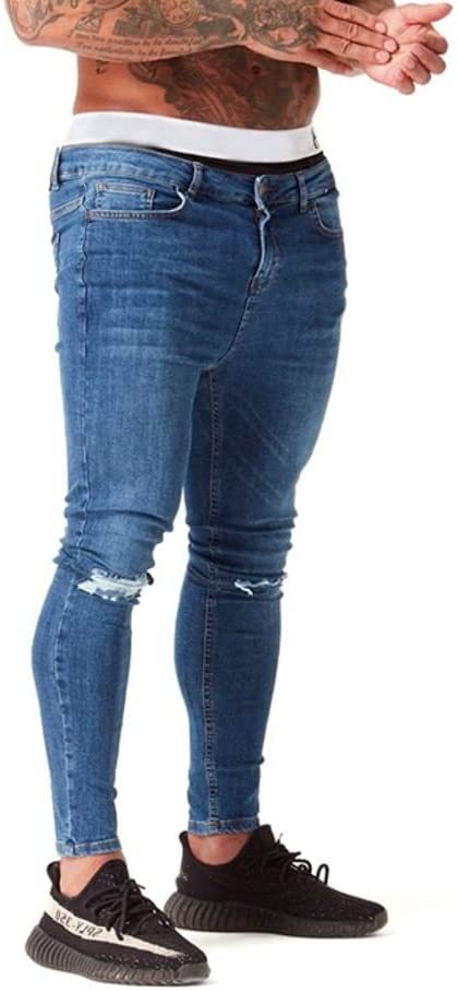 Amazon EBay wish Europe and the United States cross-border 2023 new tight-fit small-foot denim stretch ripped men's jeans