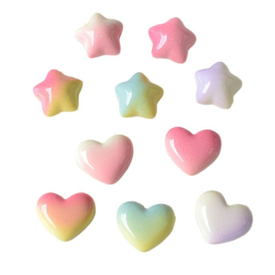 Sweet gradient color love five-pointed star resin accessories mobile phone shell hair accessories cream glue accessories pj1272