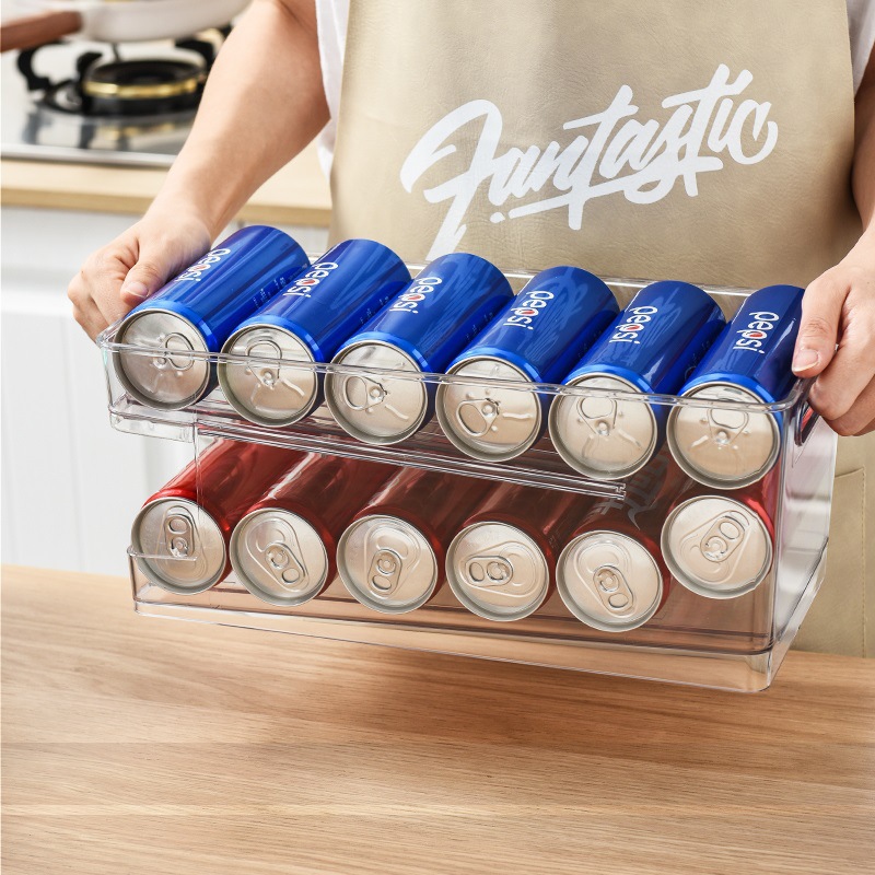transparent-double-layer-pet-beer-coke-fridge-storage-box-rolling-beverage-storage-rack-for-household-pull-tab-can-organizer