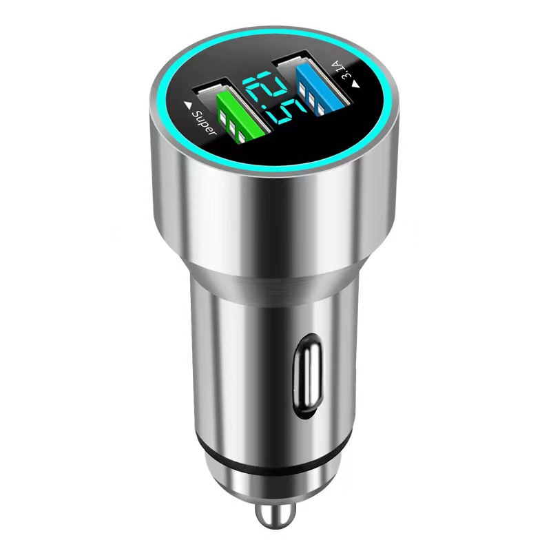 Aluminum alloy 66W + 3.1A digital display Super Fast Charge Silver (opp bag)
