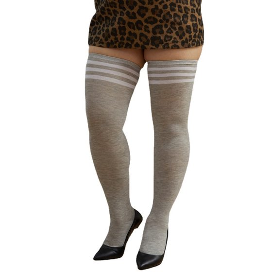 Fat sister plus size plus fat stockings knee socks cotton 180kg black autumn Europe and the United States large size