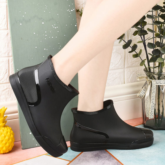 Cross-border new waterproof shoes female students rain boots low short tube fashion plastic shoes non-slip warm fleece-lined cotton overshoes