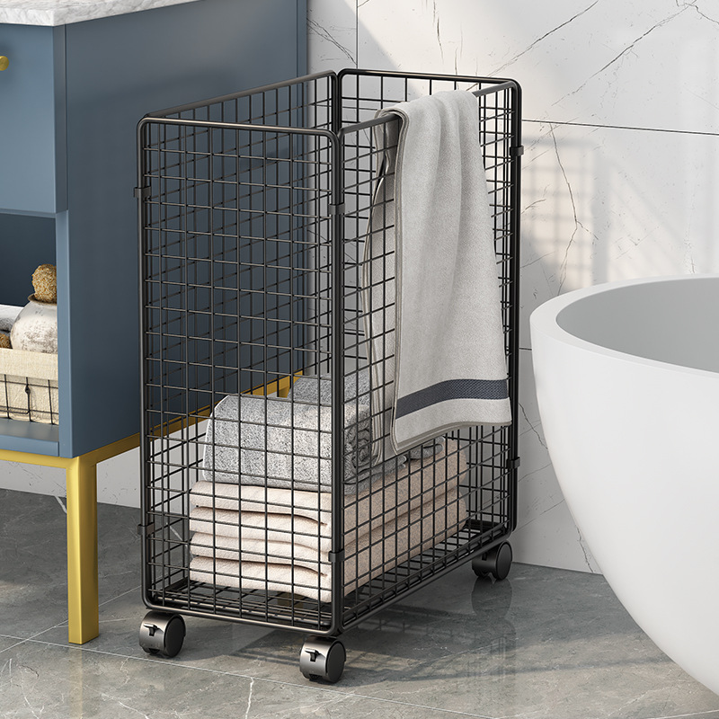 Bathroom Storage Rack Floor-to-Floor Wheeled Trolley Toilet Bathroom Gap Storage Washing Machine Clothes Artifact