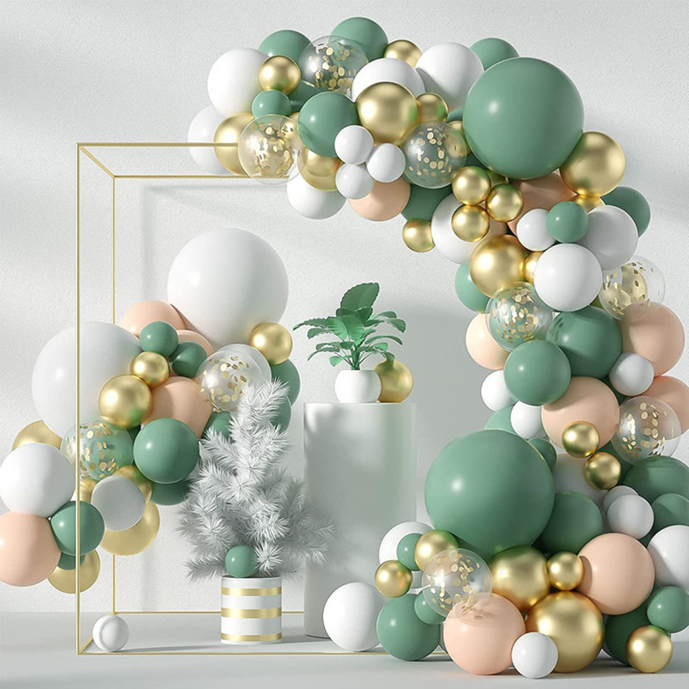 Amazon 18 inch vintage pea green avocado balloon chain suit birthday party wedding decoration latex balloon