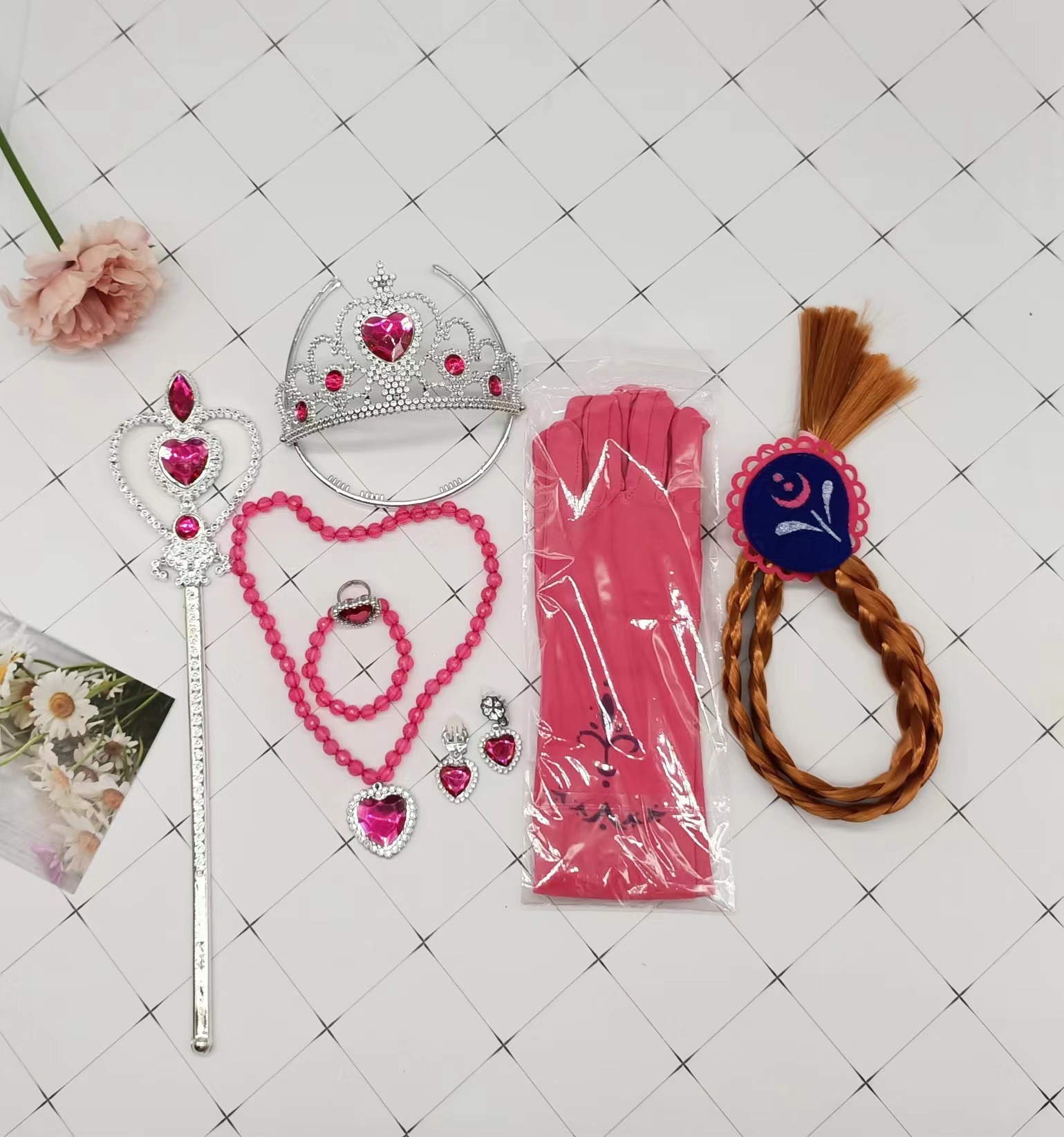 Frozen with the same version of the Princess cosplay magic wand crown ring earrings bracelet glove set