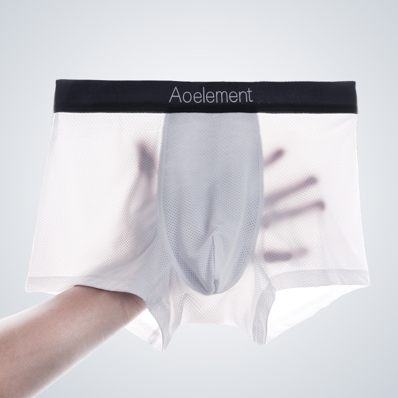 Ao Element Underwear Men's Boxers Summer Modal Ice Silk Mesh Breathable Four-Corner Shorts Men's Underpants Trendy