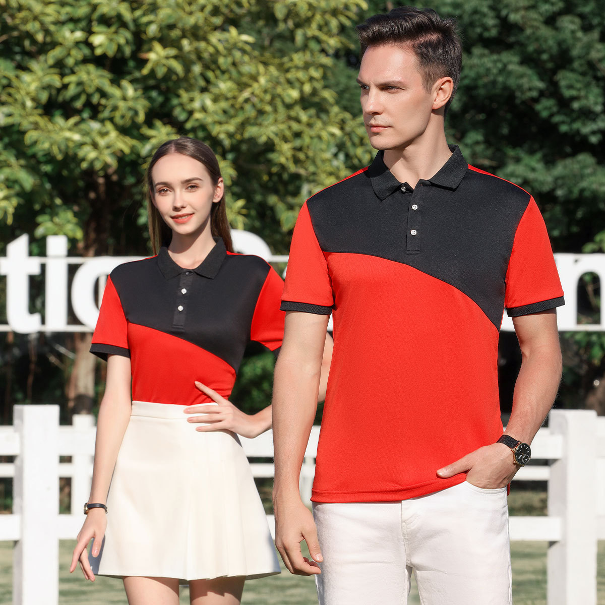 Color matching overalls customized printing workwear embroidery stitching polo shirt men's short-sleeved T-shirt wholesale advertising shirt