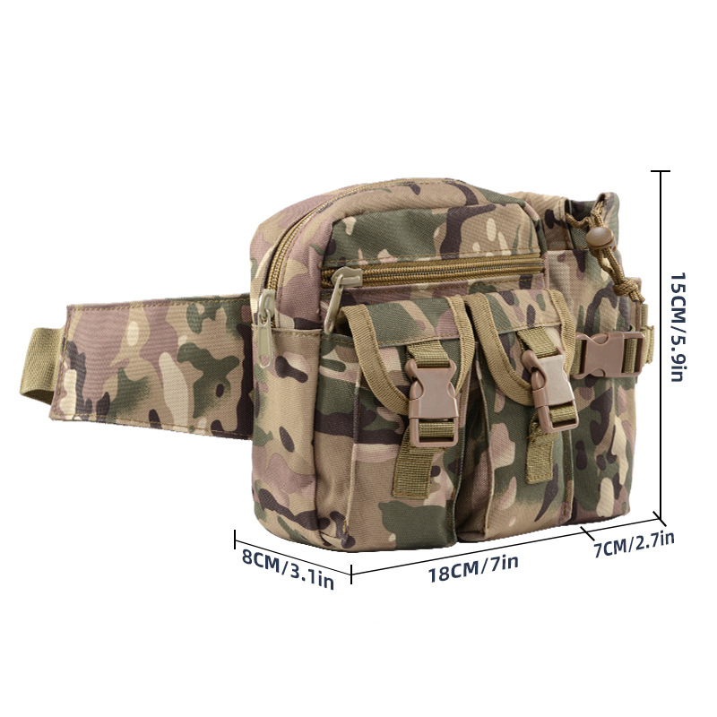 Wholesale canvas camouflage fishing multi-functional Luya kettle bag construction site work sports outdoor tactical men's waist bag