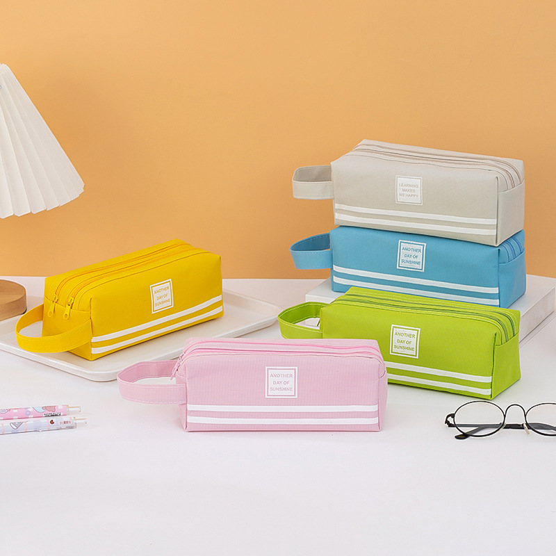 Large capacity pencil case wholesale high value portable stationery bag custom printed logo simple pencil case for primary and secondary school students