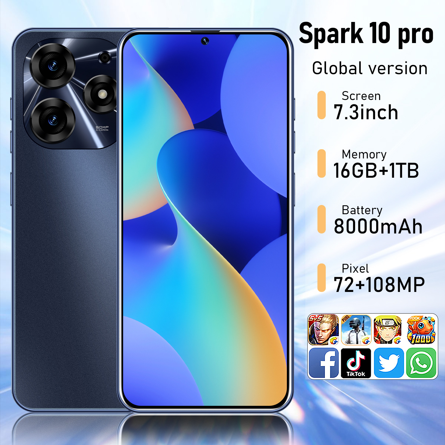 ozon hot piercing large screen SPARK10PRO cross-border mobile phone 3+32G Android 10 smartphone foreign trade factory