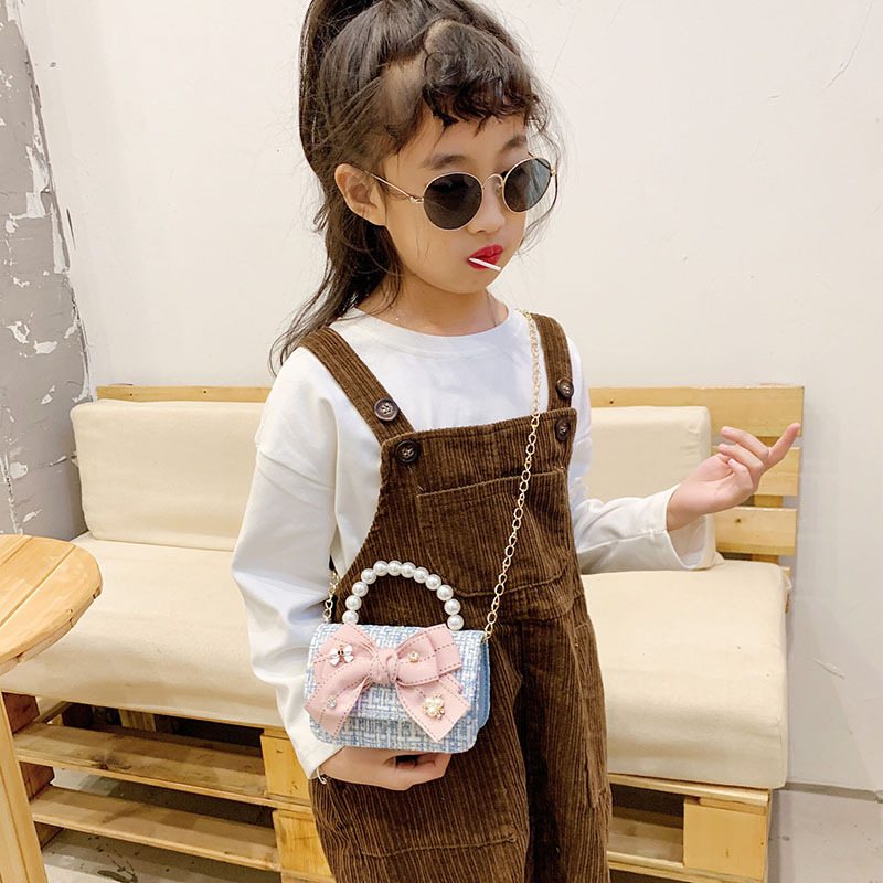 韩版小香风女童斜挎包 时尚棉麻儿童包 卡通可爱小兔子儿童零钱包