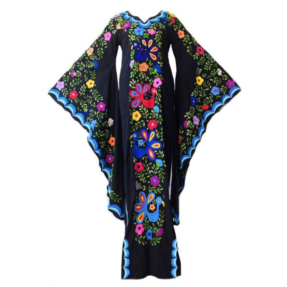 European and American Women's Autumn and Winter Long Dress Bohemian Evening Dress Amazon Explosive Bat Sleeve Printed Dress