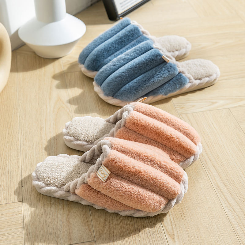 Cotton Slippers Women's Autumn and Winter Home Indoor Household Non-slip Thick Bottom Couple Warm Moon Winter Fur Plush Men