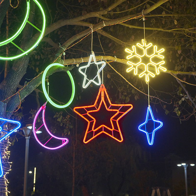 led five-pointed star lamp moon snowflake wishing modeling lamp outdoor waterproof street lighting holiday decorative lamp hanging tree