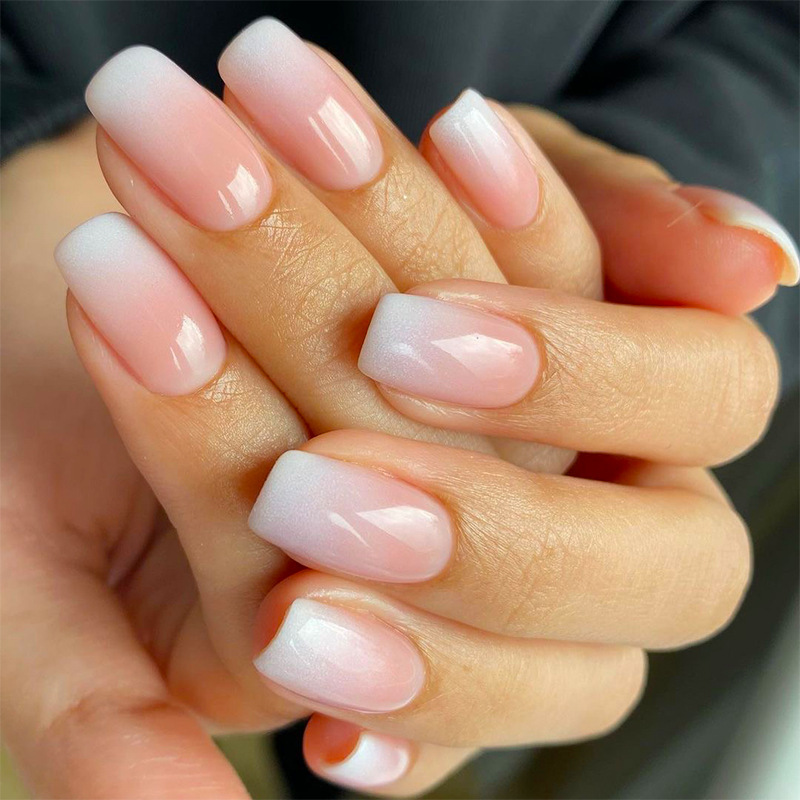 甲片批發白色法式暈染美甲片成品可拆卸穿戴甲美甲press on nails