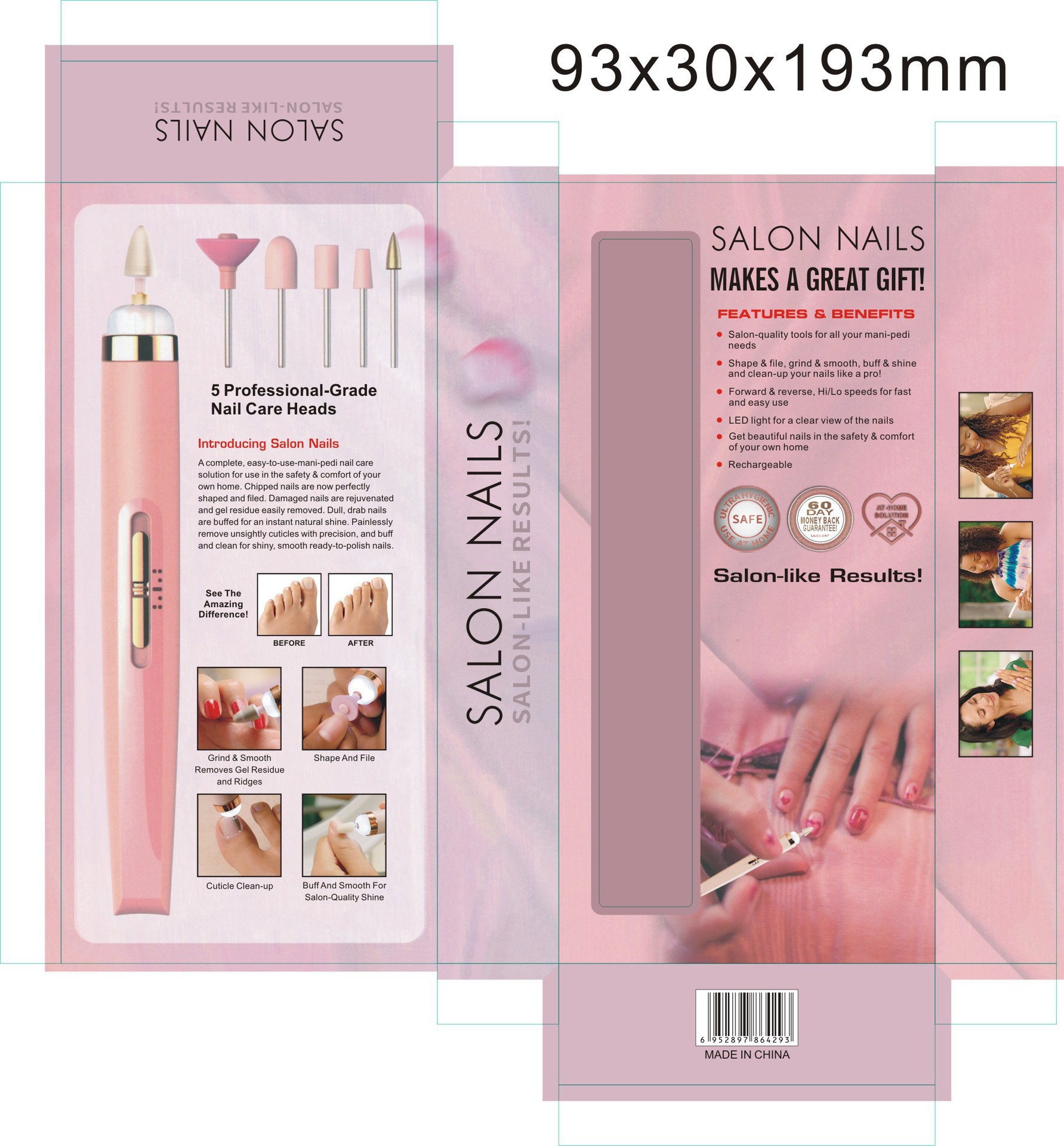 Cross-border new Flawless five-in-one nail Sander with light electric small portable nail remover