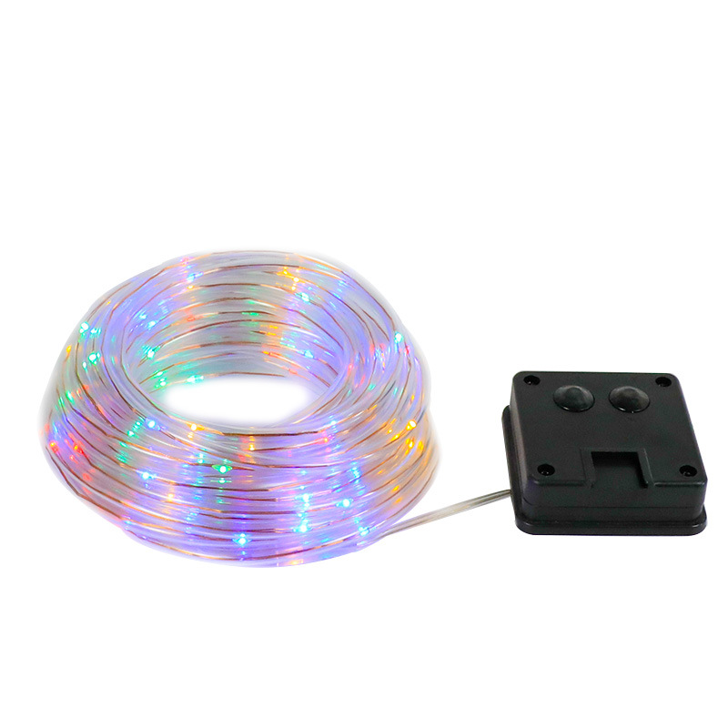 Amazon led solar tube light string outdoor waterproof courtyard decoration remote control PVC decorative tube color light string