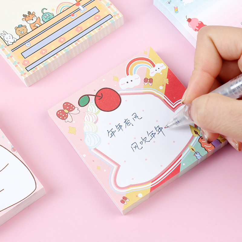 Advanced sense ins style post-it notes cute cartoon student color note book can be stuck N times message paste index paste