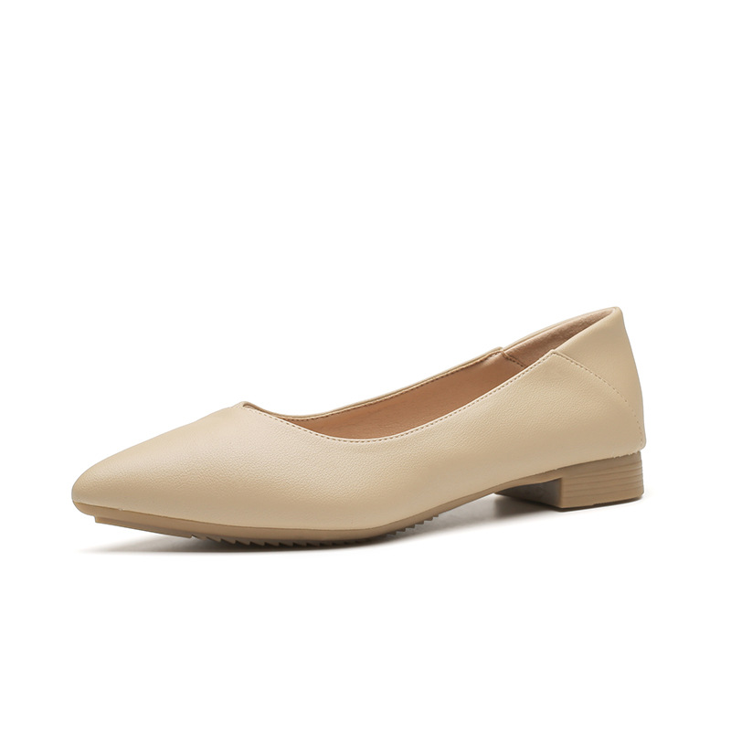 Soft Sole Work Shoes 2023 Summer New Pointed Flat Single Shoes Soft Leather Shallow Mouth Comfortable Professional Shoes Interview Shoes