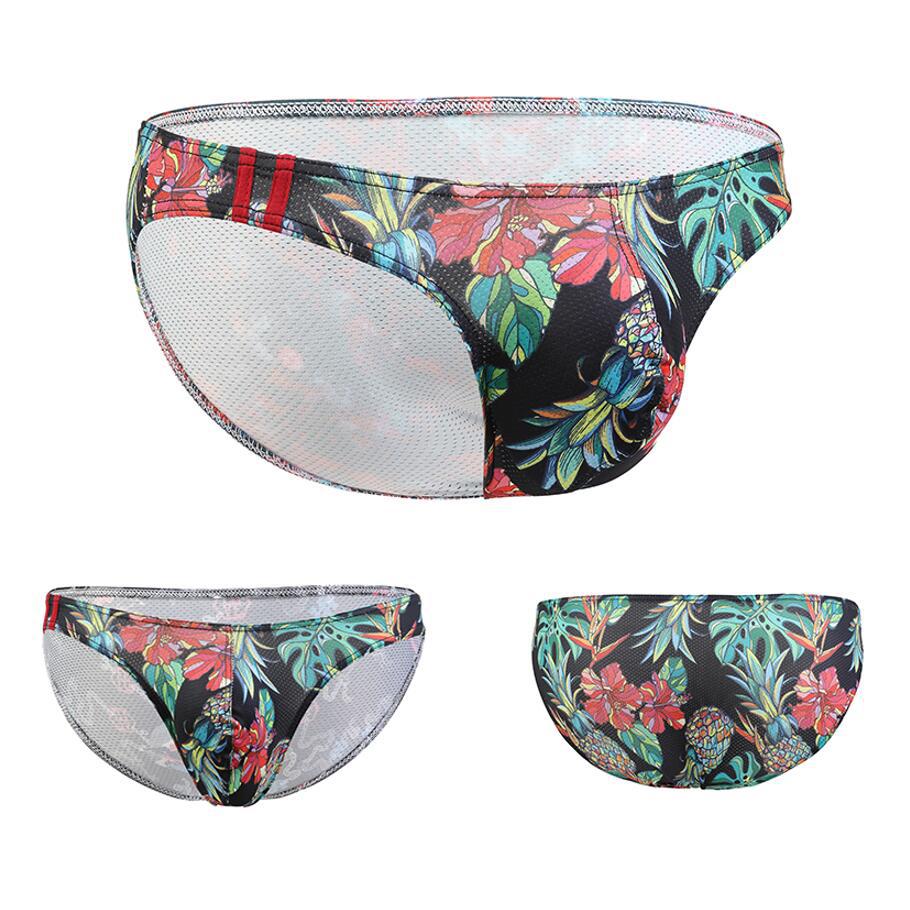 GAY European and American foreign trade low waist men's underwear head printing U convex mesh breathable moisture wicking small triangle E083