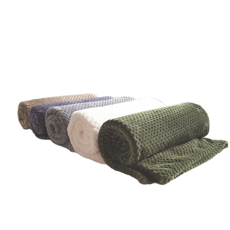 Solid Color Mesh Pineapple Single Office Lunch Break ins Flange Coral Fleece Blanket Nap Small Blanket Cover Blanket
