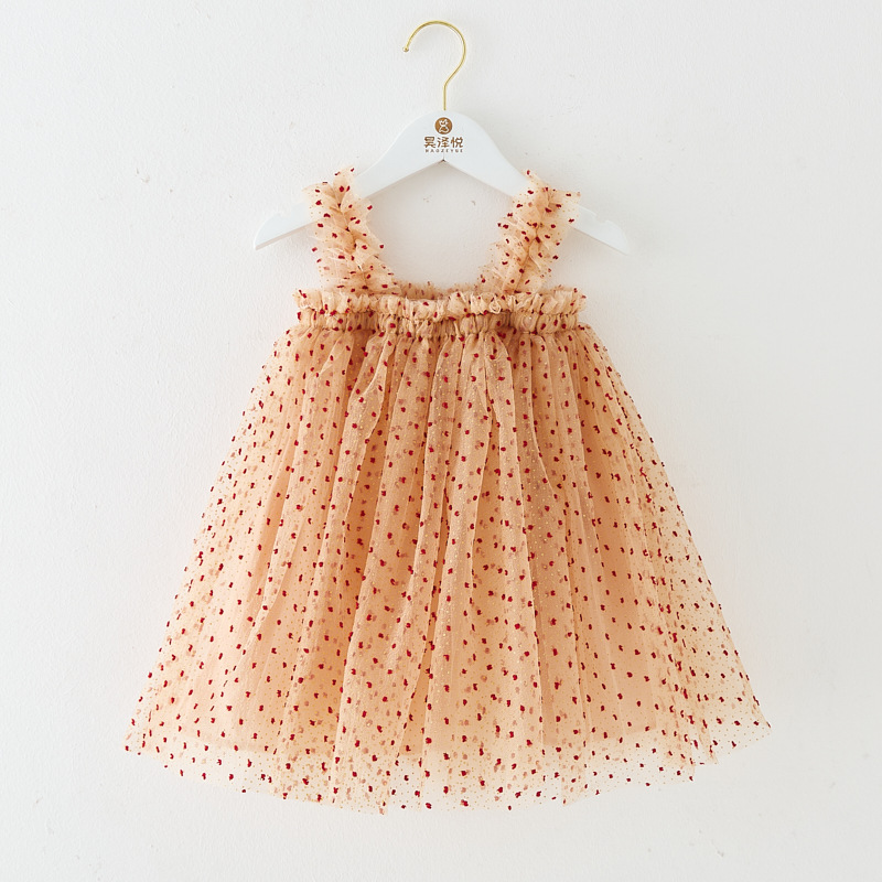 INS children's dress summer new strap girl dress dot sweet gauze dress children's dress Princess dress wholesale