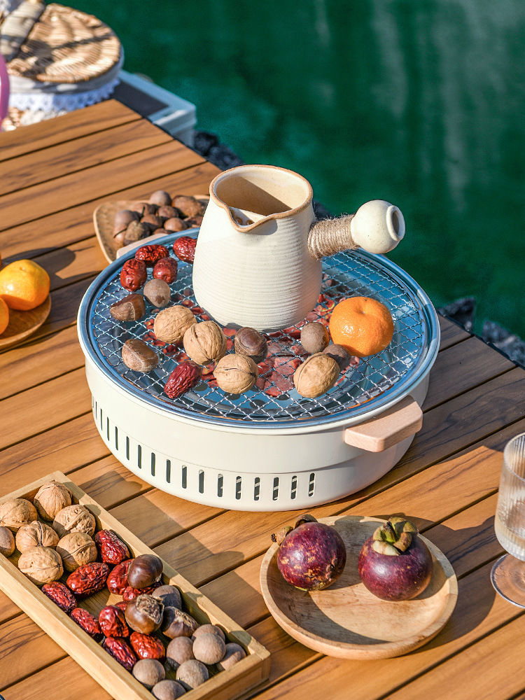 Encircling Stove Tea Table Outdoor Heating Stove Household Picnic Carbon Stove Portable Camping Barbecue Dual-purpose Electric Encircling Stove